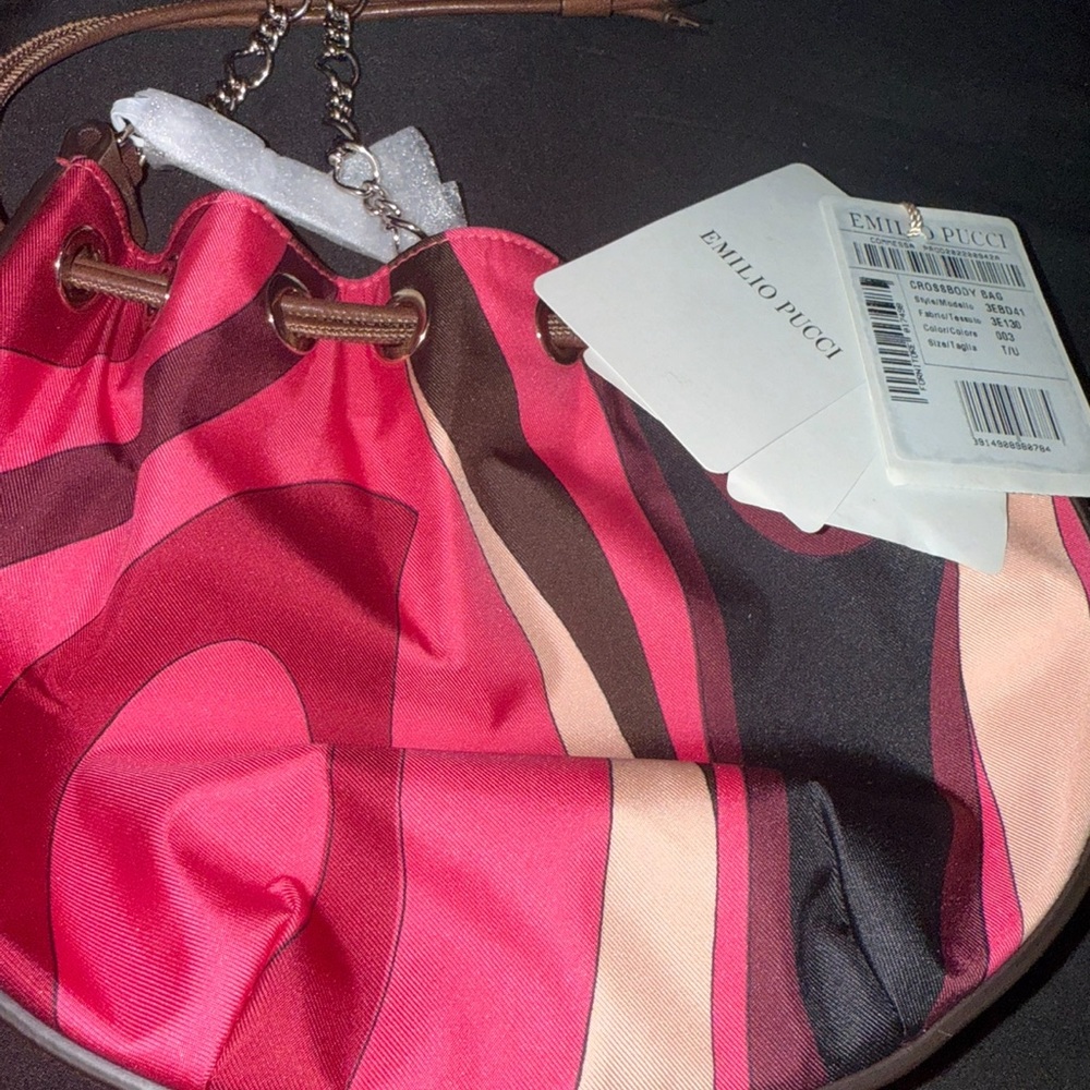 AUTHENTIC Emilio Pucci Vibrant Pink and Brown Crossbody Bag